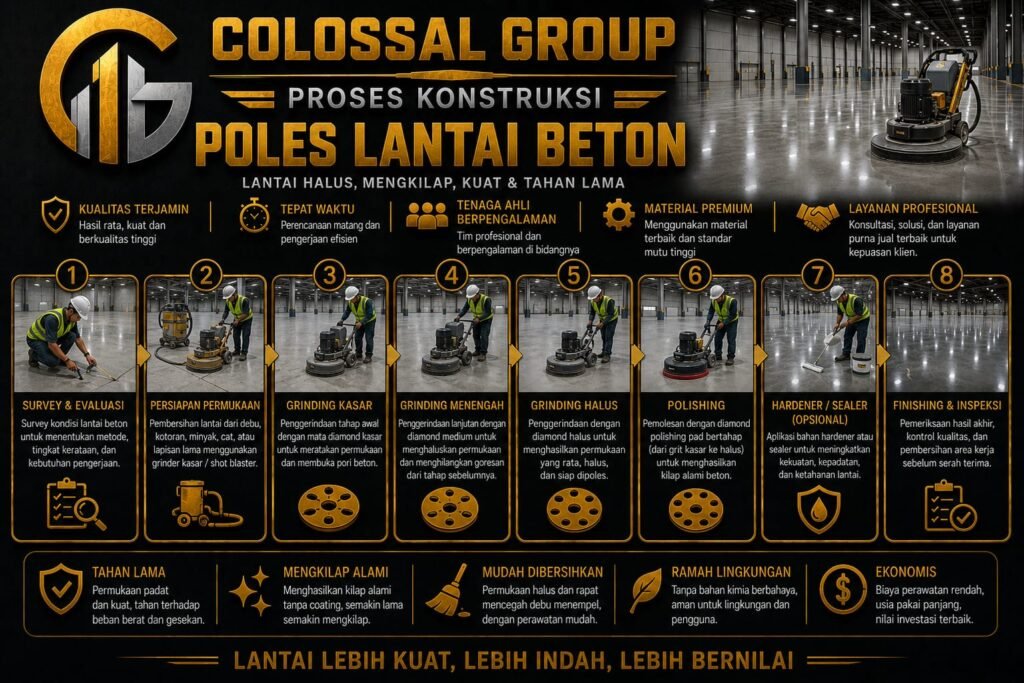 Jasa Poles Beton Cakung 2026 Polished Concrete Mewah COLOSSAL GROUP