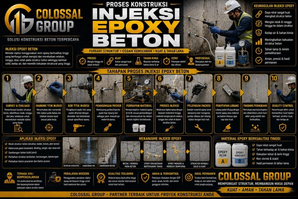 Jasa Injeksi Epoxy Beton Cakung 2026 Spesialis Repair Struktur COLOSSAL GROUP