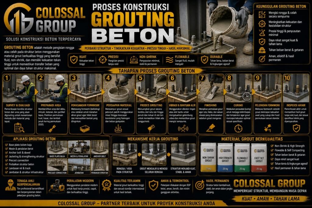 Jasa Grouting Beton Duren Sawit 2026 Perkuatan Struktur COLOSSAL GROUP