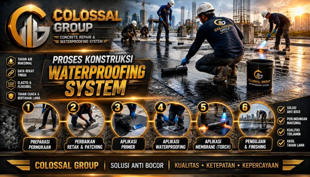 Jasa Waterproofing System Duren Sawit 2026 Profesional Anti Bocor COLOSSAL GROUP