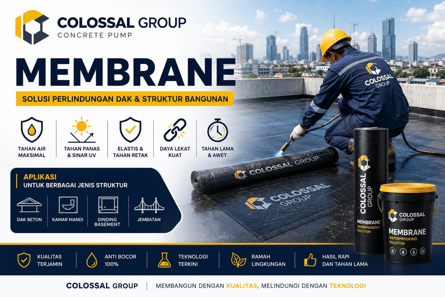 Jasa waterproofing membran Subang dari COLOSSAL GROUP