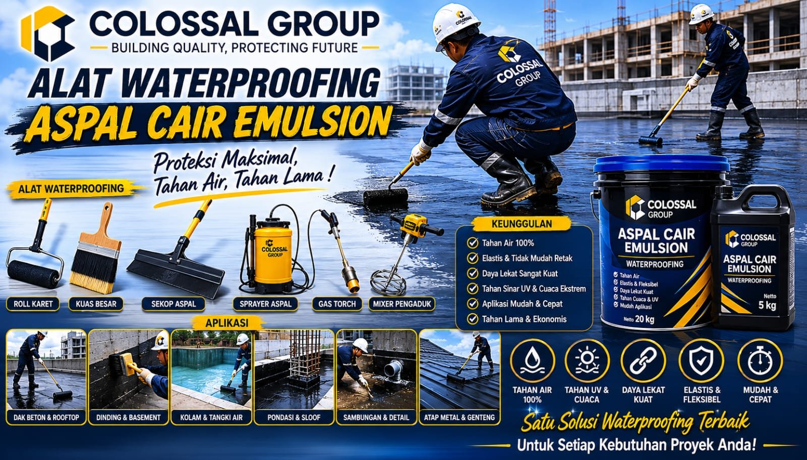 Jasa waterproofing aspal cair emulsion Subang dari COLOSSAL GROUP